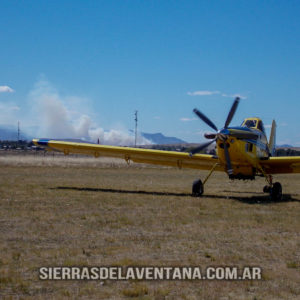 Incendio sobre las Sierras de la Ventana